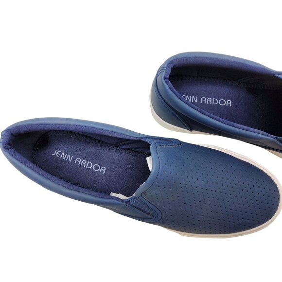 jenn ardor womens blue perforated fabric breathable loafers - Picture 7 of 8